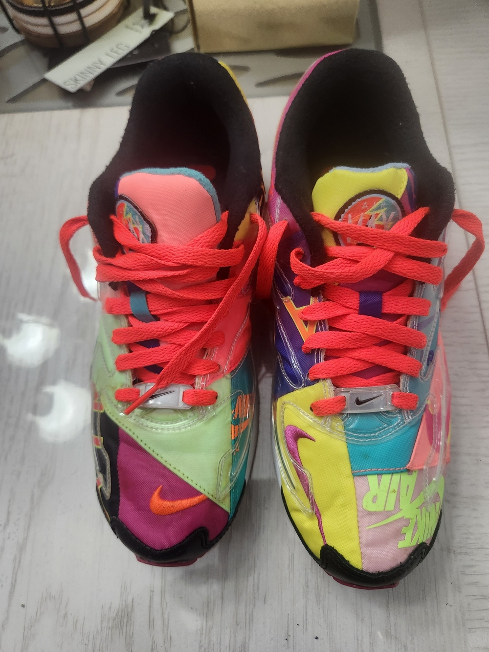 Nike Multicolor Patchwork Air Max Sneakers with Neon Coral Laces
